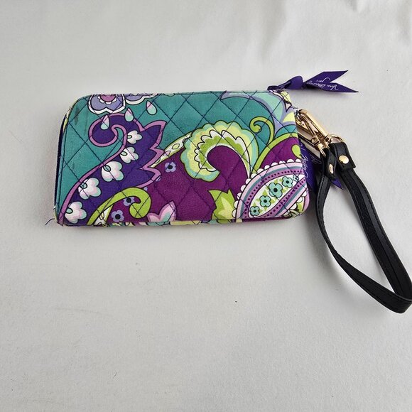 Vera Bradley Wristlet Womens Purple Floral Quilted Zip Pouch Wallet 7x4 - Picture 5 of 11